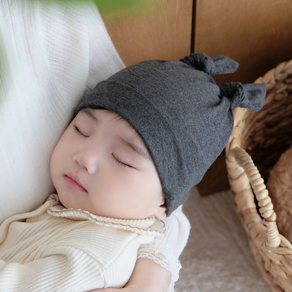 韩版纯棉护囟门婴儿帽子揪揪帽