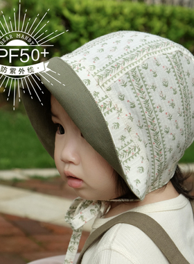 婴儿遮阳帽双面薄款大帽檐防晒防紫外线小月龄女宝宝儿童太阳帽夏