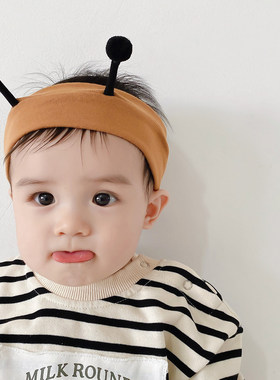 可爱蜜蜂婴儿发带羊绒棉护囟门帽新生儿男女宝宝周岁儿童头饰秋冬