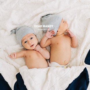 婴儿帽子春秋薄款 初生新生儿无骨纯棉胎帽男女宝宝可爱揪揪帽冬季