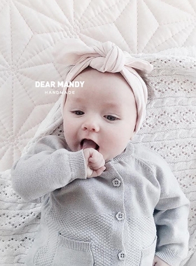 ins粉色蝴蝶结婴儿发带宽韩国公主新生儿女宝宝儿童满月饰品头饰