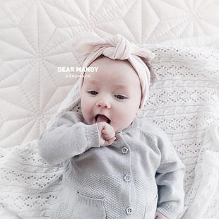 ins粉色蝴蝶结婴儿发带宽韩国公主新生儿女宝宝儿童满月饰品头饰