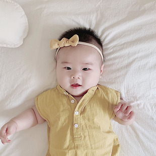 3岁夏季 婴儿发带韩国公主可爱蝴蝶结不勒头新生儿宝宝头饰0