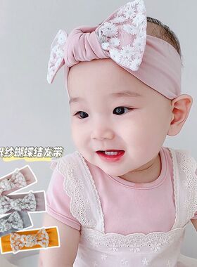 夏季薄款婴儿发带可爱蝴蝶结韩版公主儿童女宝宝新生儿护囟门头饰