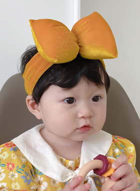 婴儿发带可爱蝴蝶结金丝绒韩版百天周岁红色新年儿童宝宝头饰秋冬