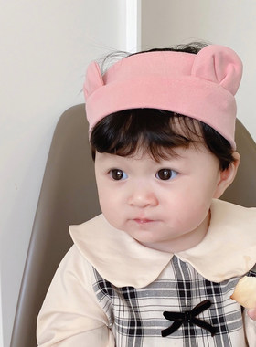 婴儿发带护囟门可爱豹纹小熊儿童新生儿男女宝宝周岁发箍头饰秋冬