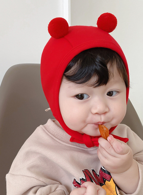 可爱超萌球球婴儿帽子羊绒棉男女宝宝婴幼儿韩版胎帽护耳帽秋冬季