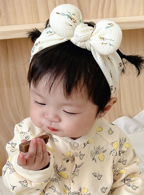 婴儿发带可爱超萌小碎花蝴蝶结莫代尔韩版公主新生儿宝宝儿童头饰
