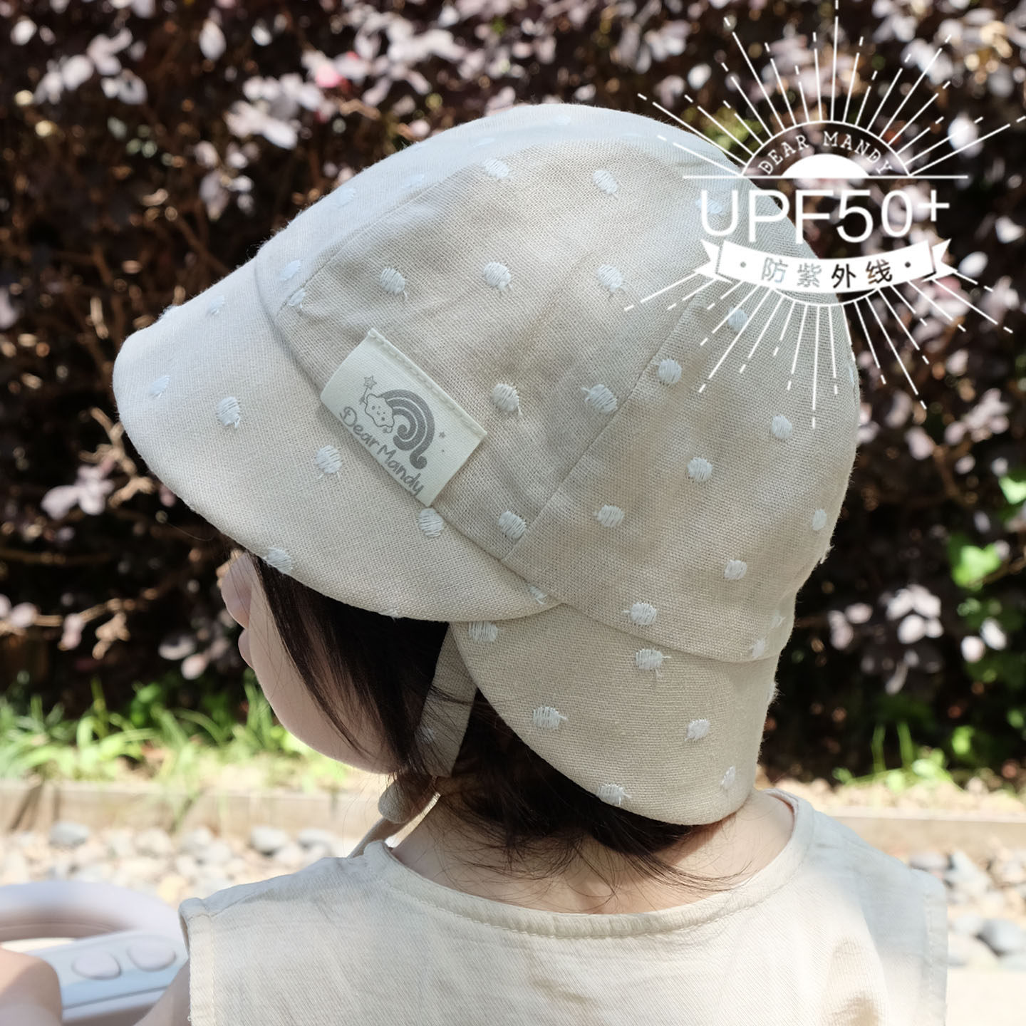 婴儿遮阳帽棉麻薄款可爱波点大檐防晒男女宝宝儿童渔夫帽盆帽夏季