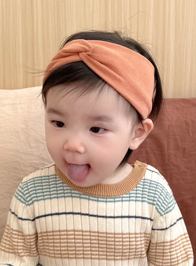 婴儿发带双貂针织交叉韩版百搭儿童男女宝宝亲子母女头饰发箍秋冬