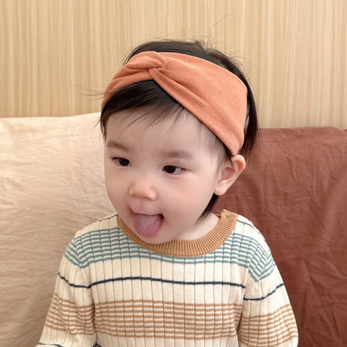 韩版交叉双貂针织婴童发带秋冬季