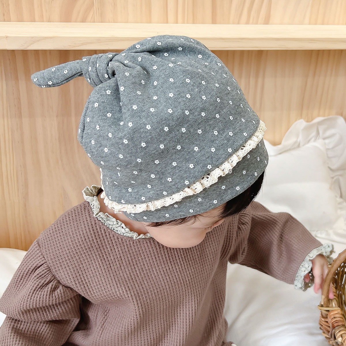 婴儿帽子秋冬可爱韩版公主保暖初生新生儿女宝宝揪揪帽奶嘴帽胎帽
