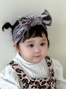 婴儿发带秋冬可爱金丝绒蝴蝶结过年新年红色百天周岁宝宝儿童头饰