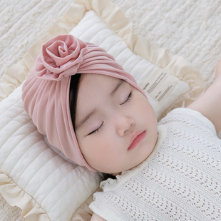 婴儿帽子春秋纯手工可爱花朵公主儿童初生新生儿小月龄女宝宝胎帽
