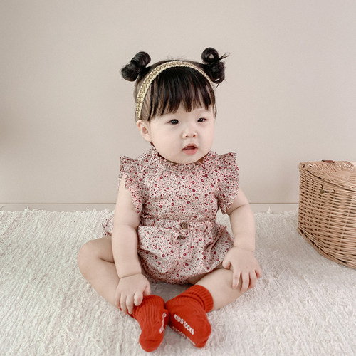 花边韩版无袖小飞袖婴儿上衣夏季