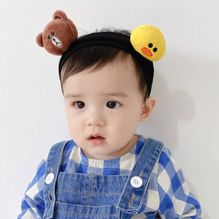 婴儿发带可爱小熊鸭子莫代尔儿童满月周岁男女宝宝新生儿头饰发箍