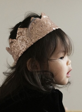 亮片皇冠婴儿发带可调节儿童女孩周岁生日公主可爱宝宝头饰发箍潮