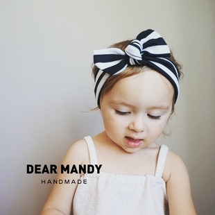 条纹蝴蝶结婴儿发带公主韩国宽边婴幼儿男女宝宝满月百天头饰发饰