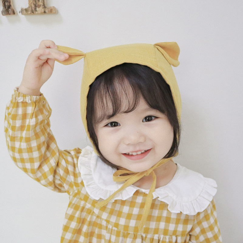 可爱小熊婴儿帽子春秋公主薄款儿童男女宝宝韩版韩国百搭护耳帽潮