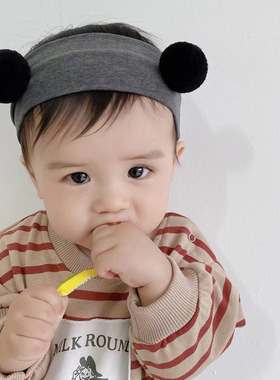 婴儿发带护囟门帽不勒头满月周岁可爱超萌球球新生儿男女宝宝头饰