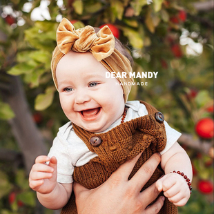 金丝绒蝴蝶结头饰韩国公主新生儿女宝宝女孩女童弹力发饰婴儿发带