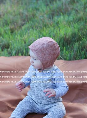 ins棉麻婴儿帽子春秋薄款保暖防风婴幼儿宝宝女童儿童护耳帽夏季