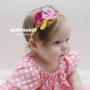 婴儿发带花朵韩国公主新生儿满月夏天女宝宝儿童ins纯棉饰品头饰
