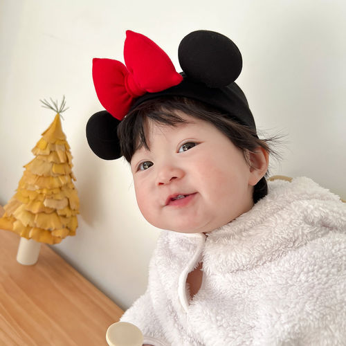 可爱超萌小熊羊绒棉婴儿发带秋冬