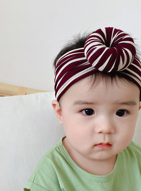 可爱超萌条纹甜甜圈婴儿发带夏季薄款韩国护囟门男女宝宝儿童发箍