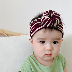 可爱超萌条纹甜甜圈婴儿发带夏季 韩国护囟门男女宝宝儿童发箍 薄款