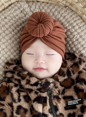 婴儿帽子秋冬羊绒棉保暖可爱甜甜圈初生新生儿男女宝宝囟门帽胎帽