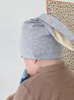 婴儿帽子春秋薄款可爱超萌兔耳朵纯棉初生新生儿男女宝宝护囟门帽