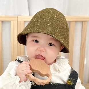 婴儿帽子秋冬季可爱毛呢大帽檐男女宝宝儿童双面遮阳帽渔夫帽盆帽