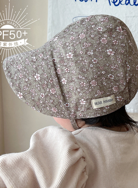 小碎花大帽檐双面遮阳帽春秋薄款防晒儿童宝宝太阳帽婴儿帽子夏季