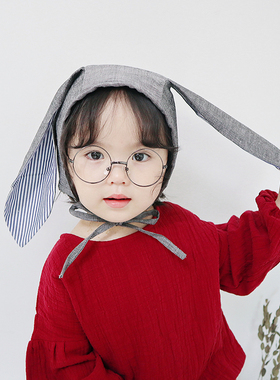 婴儿帽子春秋儿童男女宝宝可爱兔耳朵防风保暖护耳帽套头帽潮夏季