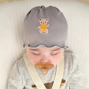 婴儿帽子春秋薄款 可爱莫代尔无骨男女宝宝初生新生儿护囟门胎帽冬