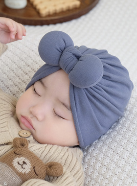 婴儿帽子秋冬可爱蝴蝶结舒绒棉保暖护囟门小月龄新生儿女宝宝胎帽