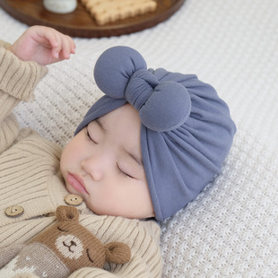 婴儿帽子秋冬可爱蝴蝶结舒绒棉保暖护囟门小月龄新生儿女宝宝胎帽