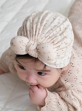 婴儿帽子春秋可爱小碎花莫代尔护囟门初生新生儿小月龄宝宝胎帽冬