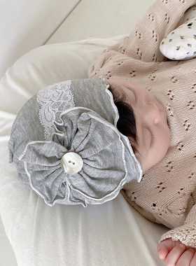 可爱花朵婴儿帽子春秋莫代尔女宝宝初生新生儿护囟门无骨胎帽冬季