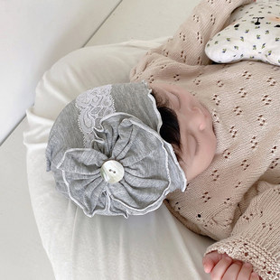 可爱花朵婴儿帽子春秋莫代尔女宝宝初生新生儿护囟门无骨胎帽冬季