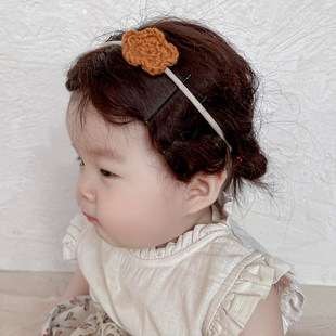 纯手工花朵婴儿发带美丽奴羊毛儿童新生儿女宝宝百天周岁头饰头花