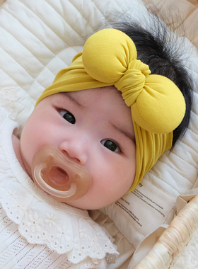 婴儿发带可爱蝴蝶结莫代尔初生新生儿满月百天女宝宝儿童头饰发饰