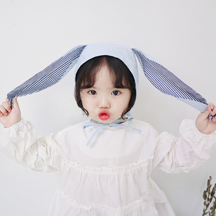 儿童男女宝宝纯棉可爱超萌兔耳朵护耳帽夏季 婴儿帽子春秋薄款 韩版