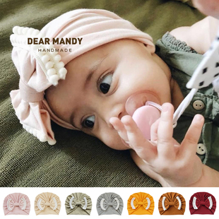 ins婴儿帽子春秋薄款 单层纯棉护囟门透气公主宝宝初生新生儿胎帽