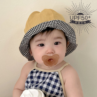 婴儿遮阳帽夏季薄款透气防晒防紫外线小月龄大帽檐男女宝宝渔夫帽
