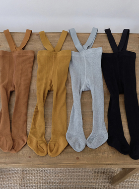 婴儿连裤袜ins加档大pp裤高腰护肚男女宝宝举重背带裤打底裤春秋