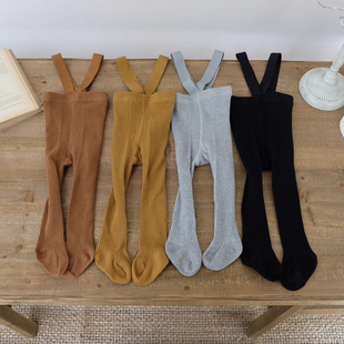 婴儿连裤袜ins加档大pp裤高腰护肚男女宝宝举重背带裤打底裤春秋