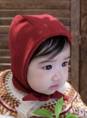 婴儿帽子双貂针织加厚保暖韩版领结新生儿男女宝宝儿童护耳帽秋冬