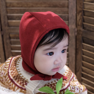 婴儿帽子双貂针织加厚保暖韩版 领结新生儿男女宝宝儿童护耳帽秋冬